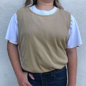 Laura Scott tan ribbed tank top